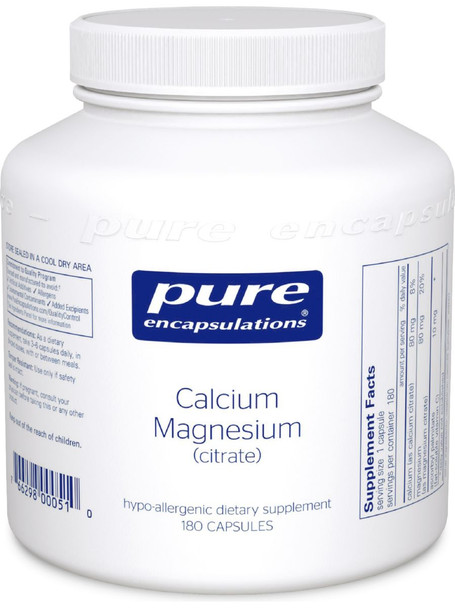 Pure Encapsulations, Calcium Mag, citrate, 80 mg, 180 vcaps