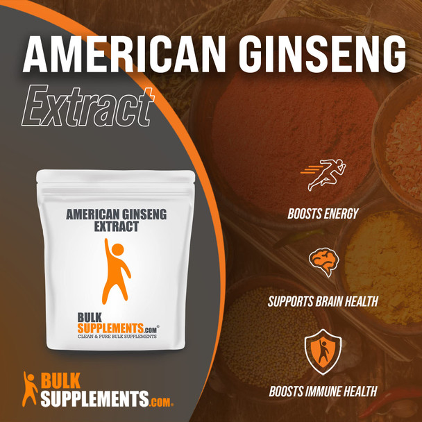 BulkSupplements American Ginseng Extract Powder - Ginseng Supplement for Energy Support, Herbal Supplement -  - 1000mg  (1 Kilogram - 2.2 lbs)