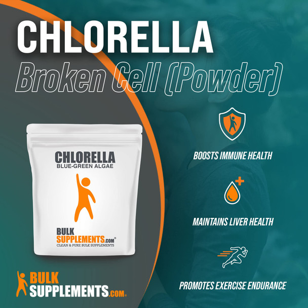 BulkSupplements Chlorella Powder - Superfood Supplement for Immune Support, Broken Cell Wall - Vegan,  Powder - 3g s, 83 Servings (250 Grams - 8.8 oz)