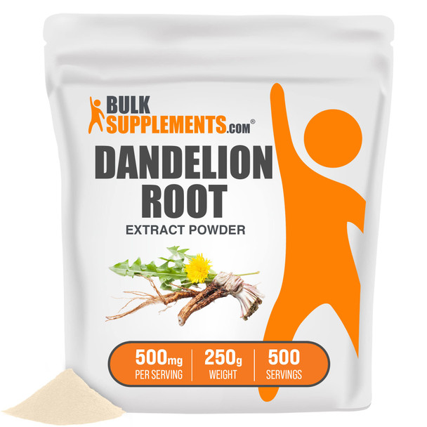 BulkSupplements Dandelion Root Extract Powder - Herbal Supplements for Liver & Digestive Support -  - 500mg , 500 Servings (250 Grams - 8.8 oz)
