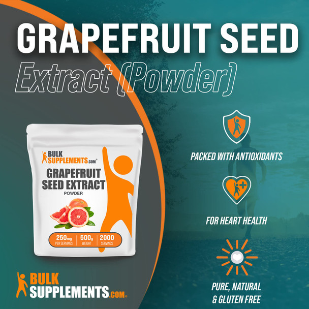 BulkSupplements Grape Seed Extract Powder - Grape Supplements, Citrus Seed Extract - 250mg , Antioxidants Supplement,  (500 Grams - 1.1 lbs)