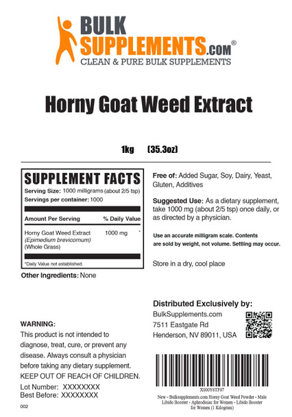 BulkSupplements Horny Goat Weed Extract Powder 1KG & Longjack Extract Powder (Eurycoma longifolia) 1KG Bundle