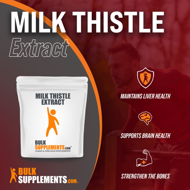 BulkSupplements Milk Thistle Extract Powder - Liver Support Supplement - Silymarin Milk Thistle - Milk Thistle for Dogs - Liver Supplement (250 Grams - 8.8 oz)