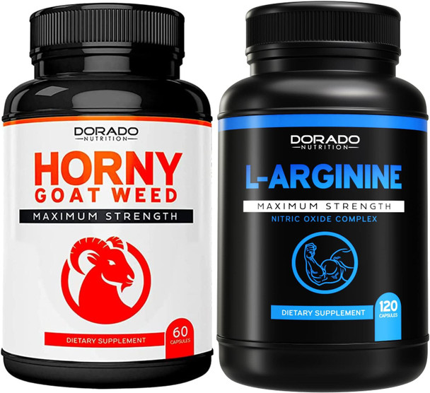 DORADO NUTRITION Horny Goat Weed for Men and Women - [1590 Maximum Strength] and L Arginine 1600mg