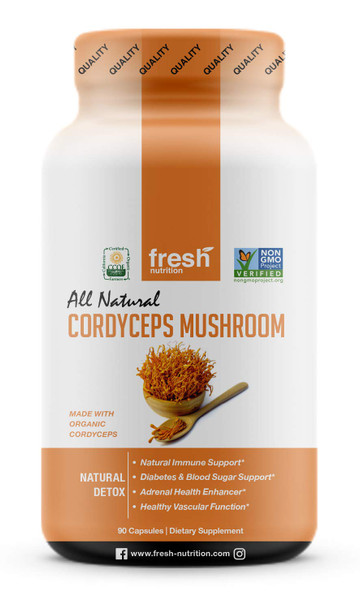 Organic Cordyceps Mushrooms - Strongest DNA Verified 1500mg  - Rich in Alpha Glucan - Vegan Friendly, Non GMO,  - Third Party Tested