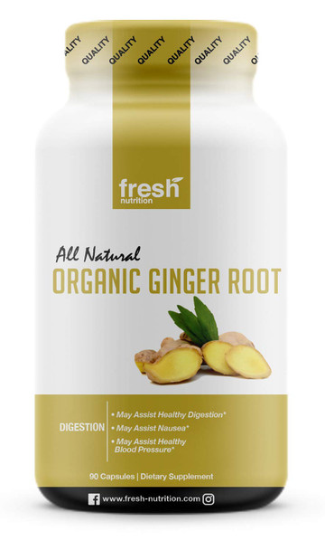 Organic Ginger Root Capsules - Strongest DNA Verified Ginger Root - Non GMO, Soy Free, , Vegan Friendly