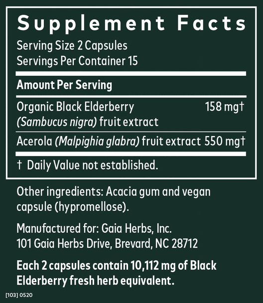 Black Elderberry Gaia Herbs 30 VCaps