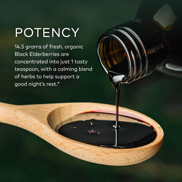 Gaia Herbs Black Elderberry, Nighttime Syrup-Immune Support Supplement-with Organic Black Elderberries,  Poppy & Lemon Balm for Restful Sleep & Immune Defense-5.4 Fl Oz (32-Day Supply)