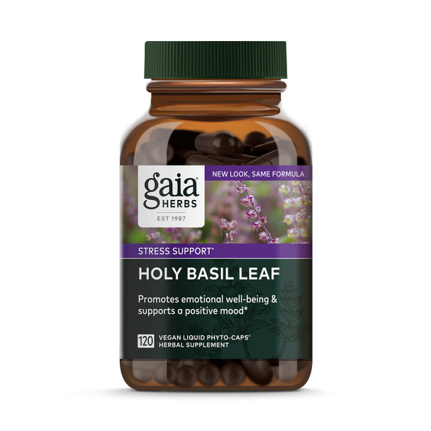 Gaia Herbs Holy Basil Leaf - Helps Sustain a Positive Mindset and Balance in Times of  - an Adaptogenic Ayurvedic Herb - 120 Vegan Liquid Phyto-Capsules (60-Day Supply)