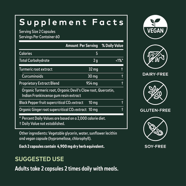 Gaia Herbs Turmeric Supreme Joint Health - Joint Support Supplement - with Quercetin, Black , Boswellia, Ginger Root, Curcuminoids, & More - 120 Liquid Phyto-Capsules(30-Day Supply)
