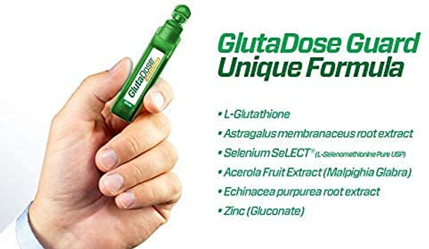 GlutaDose Guard - Bioactive Nutraceutical Complex, 10mL Each with L- Glutathione, Astragalus, Echinacea, Selenium, Acerola and Zinc, Oral Solution with Citrus Flavor (12 Doses/120mL Total)