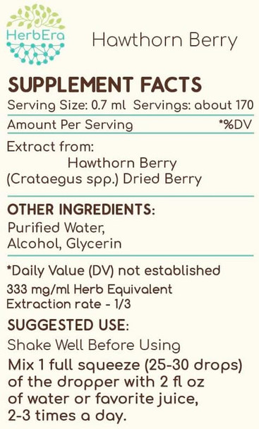 Hawthorn Berry A120(2pcs) Alcohol Herbal Extract Tincture, Concentrated Liquid Drops Natural Hawthorn Berry (Crataegus spp.) Dried Berry (2x4 fl oz)