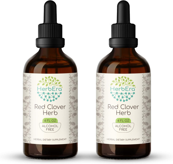 Red Clover Herb B120 (2pcs) Alcohol-Free Herbal Extract Tincture, Super-Concentrated Red Clover Herb (Trifolium Pratense) Dried Leaf and Flower (2x4 fl oz)