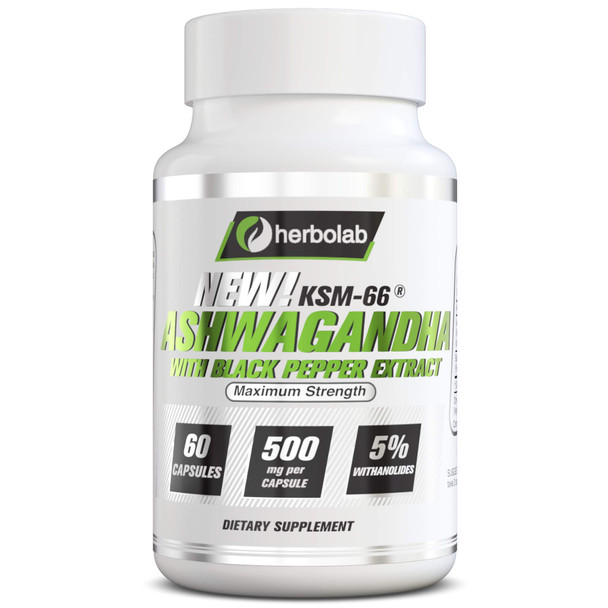 Ashwagan KSM 66 Herbolab 15:1 with Black  Extract (Higher Absorption) Max Potency Full Spectrum 5+% Withanolides