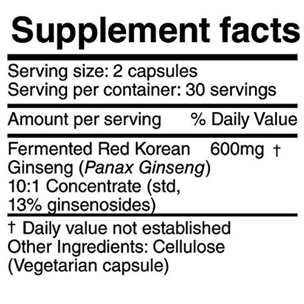 herbolab Korean Red Ginseng Fermented 10:1 (13% ginsenosides) - Genuine Panax Ginseng from Korea 6 Years Old Roots - Patented Extract Technology