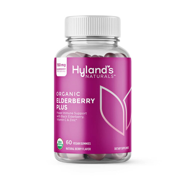 HYLAND'S s Organic Elderberry Plus Gummies +  Busters Gummies with L-Theanine, Chamomile & Lemon Balm - 120 Vegan Adult Gummies (60 of Each)