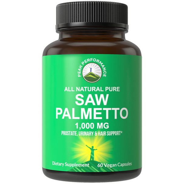 Peak Performance Saw Palmetto Capsules for Men and Women 1000mg All  Saw Palmetto Extract Pills for Prostate Support. DHT Blocker Supplement for Hair Loss, Prostate Health, Urinary Flow