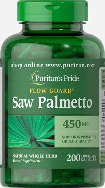 Puritans Pride Saw Palmetto 450 Mg, Supports Prostate and Urinary Health, 200 Count