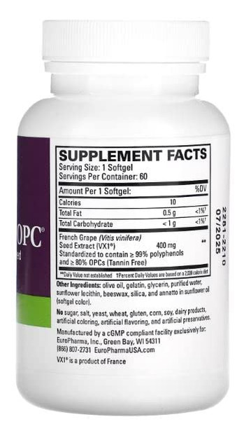 Terry ly Clinical OPC Extra Strength - 60 Softgels, 2 Pack - 400 mg French Grape Seed Extract - Antioxidant - Non-GMO,  - 120 Total Servings