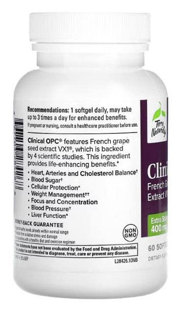 Terry ly Clinical OPC Extra Strength - 60 Softgels, 2 Pack - 400 mg French Grape Seed Extract - Antioxidant - Non-GMO,  - 120 Total Servings