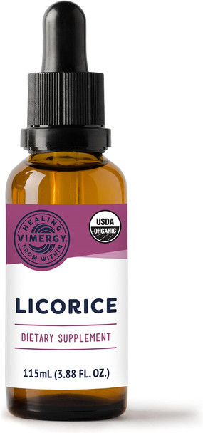 Vimergy USDA Organic Licorice Root Extract, 57 Servings  Alcohol Free Licorice Root Drops  Supports Digestive System & Respiratory Health - Gluten-Free, Non-GMO, Vegan & Paleo Friendly (115 ml)