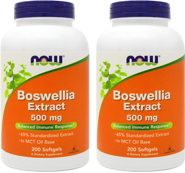 Now Boswellia Extract 500 mg, 200 Softgels (Pack of 2)