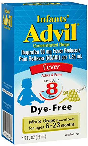 Concentrated Drops Fever Reducer/Pain Reliever In Dye-Free White Grape Flavor, Multicolor, 0.5 Ounce