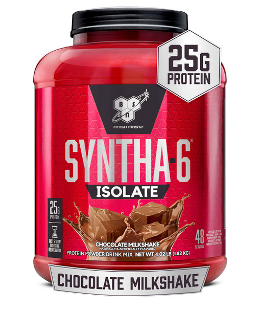 BSN SYNTHA-6 ISOLATE Protein Powder, Whey Protein Isolate, Milk Protein Isolate, Flavor: Chocolate Milkshake, 48 servings (packaging may vary)