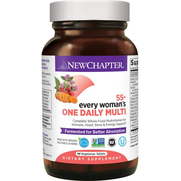 New Chapter Multivitamin for Women 50 Plus - Every Woman's One Daily 55+ with Fermented Probiotics + Whole Foods + Astaxanthin + Organic Non-GMO Ingredients - 90 ct