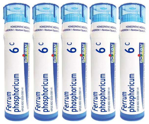 Boiron Ferrum Phosphoricum 6C, Homeopathic Medicine for Fever (Pack of 5)