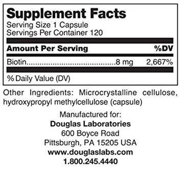 Douglas Labs, Biotin, 8 mg, 120 vegcaps