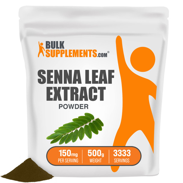 BulkSupplements Senna Leaf Extract - Herbal Laxatives, Sourced from Cassia Angustifolia Leaves -  - 150mg , Multiple Servings (500 Grams - 1.1 lbs)