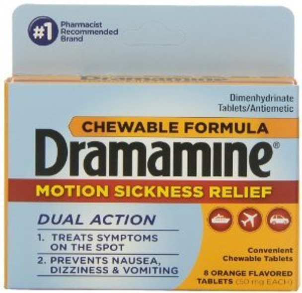 Dramamine 8-Count Orange Flavor (Pack of 3)