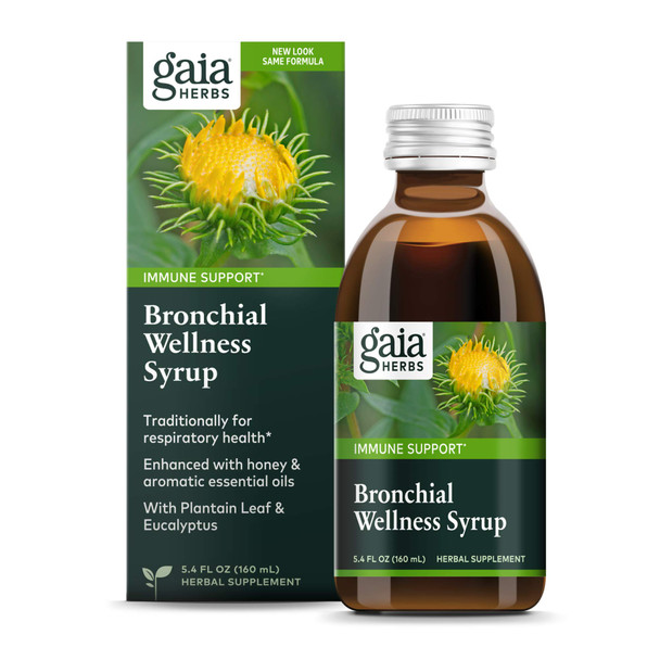 Gaia Herbs Bronchial Wellness Syrup - Immune Support Supplement to Help Maintain Lung Health and Help Provide Comfort for Occasional Sore Throat - 5.4 Fl Oz (Up to 32-Day Supply)