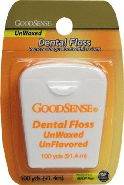 Good Sense Unwaxed Unflavored 100 Yards Dental Floss - Case of 36