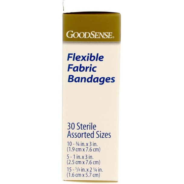 GoodSense Flexible Fabric Bandages, Assorted Sizes, 30 Ct