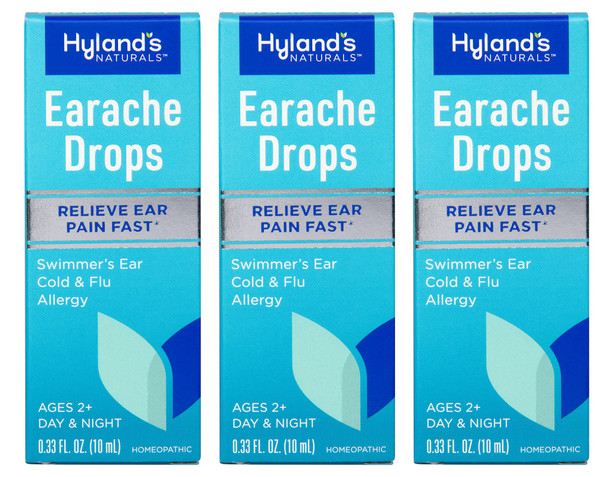 Ear Drops for Swimmers Ear, Hyland's Earache Drops for clogged ears, (3-Pack)
