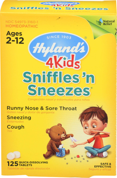 HYLANDS Sniffles N Sneezes Kid's, 125 CT