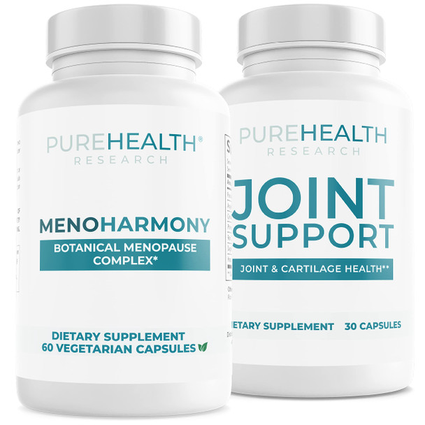 PUREHEALTH RESEARCH MenoHarmony Supplement & Joint Support Bundle - Supplement for Women Hormone Harmony and Joint Health