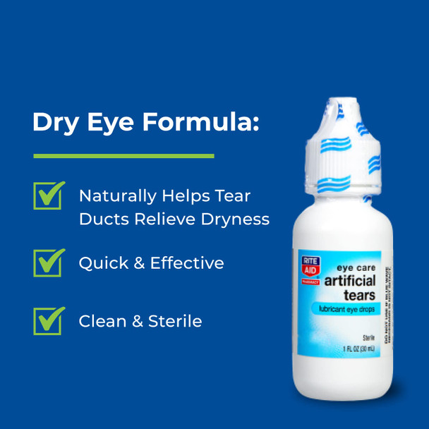 Rite Aid  Tears, Polyethylene Glycol Lubricant Eye Drops - 1 oz | Eye Lubricant Drops for Dry Eyes | Dry Eye Formula | Eye Care for Age-Related Dry Eyes | Replenishes Tears & Refreshes Eyes