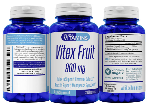Vitex  900mg 200 Capsules Vitex Chasteberry Supplement for Women Helps to Support Womans Health, Fertility, Hormonal Balance for Women, Menopause Support, and PMS Symptoms