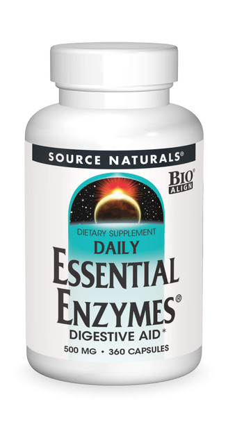 Source s Essential Enzymes 500mg Bio-Aligned Multiple Enzyme Supplement Herbal Defense for Digestion, Gas, Constipation & Bloating Relief - Supports A Strong Immune System - 360 Capsules