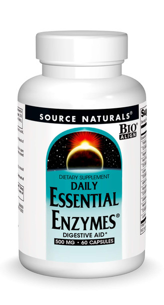 Source s Essential Enzymes 500mg Bio-Aligned Multiple Enzyme Supplement Herbal Defense for Digestion, Gas, Constipation & Bloating Relief - Supports A Strong Immune System - 60 Capsules