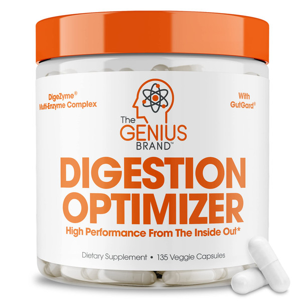 Genius Digestive Enzymes for Digestive Support, Gut Health & Total Wellness -  Relief Formula for Gas, Heartburn, & Constipation with Bromelain, Ginger & Prebiotics - 135 Vegetarian Capsules
