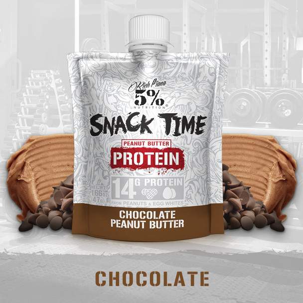 Rich Piana 5% Nutrition Snack Time | Squeezable Protein Ss | High Protein Snack Pouches | Convenient, Real Food Protein from Peanuts & Egg Whites | 10-Count (Chocolate Peanut Butter)