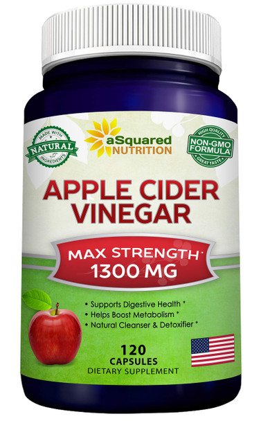 Apple Cider Vinegar Supplement (120 Capsules) - Extra Strength 1300mg - ACV Pills for Pure Weight Loss, Detox, Digestion & Immune Support - All  Apple Cider Cleanse & Immunity Booster