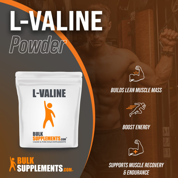 BulkSupplements L-Valine Powder - BCAAs Amino s Powder - Vegan BCAA Powder - Amino s Supplement for Men - Amino  Powder - Amino s Nutritional Supplement (250 Grams - 8.8 oz)