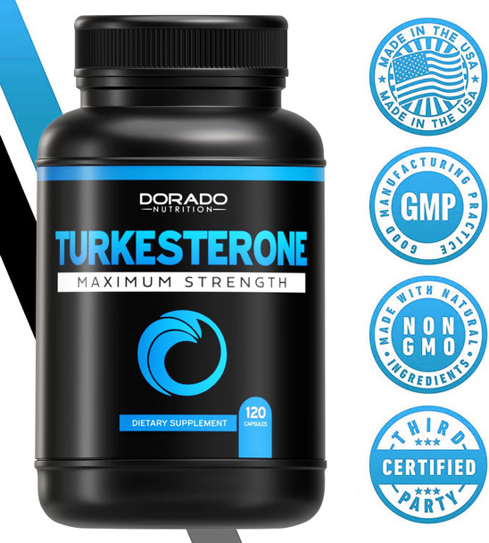 Turkesterone Supplement 500mg (120 Capsules) - Stamina, Drive, Athletic Performance & Muscle Mass - (Ajuga Turkestanica Std. to 10% Turkesterone) (Similar to Ecdysterone) - Non-GMO & Vegan Capsules