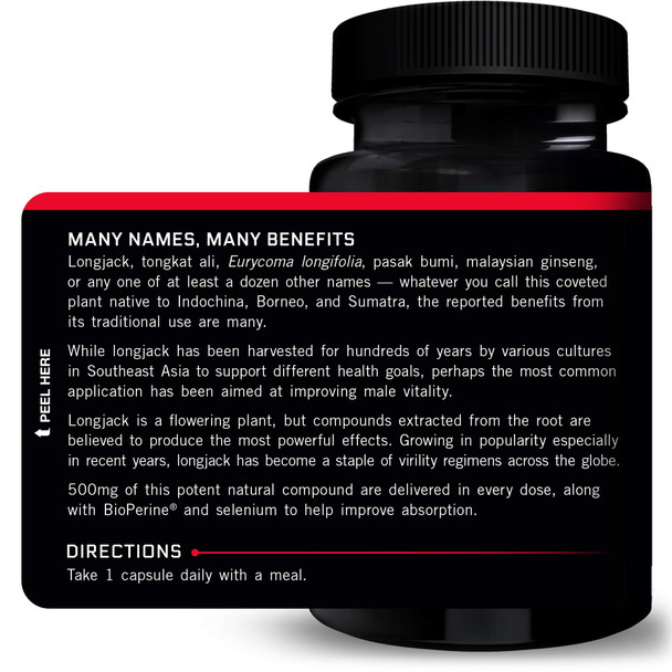 Force Factor Longjack Tongkat Ali 500mg for Men, Longjack Extract to Support Male Vitality and Improve Drive, Longjack Capsules with BioPerine Black  Extract, 60 Capsules (2-Pack)