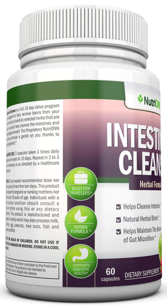Intestinal Cleanse - All  Herbal Detox Formula - Full 10-Day Detox Program - Wormwood, Cranberry, Paul D'Arco, Goldenseal, Garlic, Black Walnut Hull, Echinacea and 10 Other  Ingredients